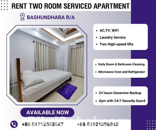 Luxurious Two Room Apartments For Rent In Bashundhara R/A